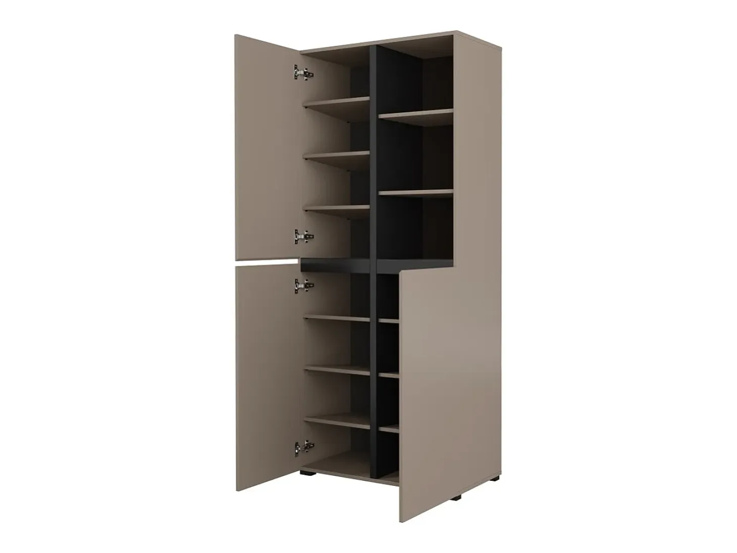 Vitrina alta de 2 puertas colección HAVANA con LED integrado. Colores beige y negro.