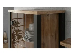 Vitrina alta de 2 puertas diseño DARWIN - Picea y negro