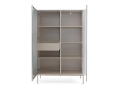 Vitrina alta moderna con frente acanalado, 104×166×39 cm, Cachemira / Oro