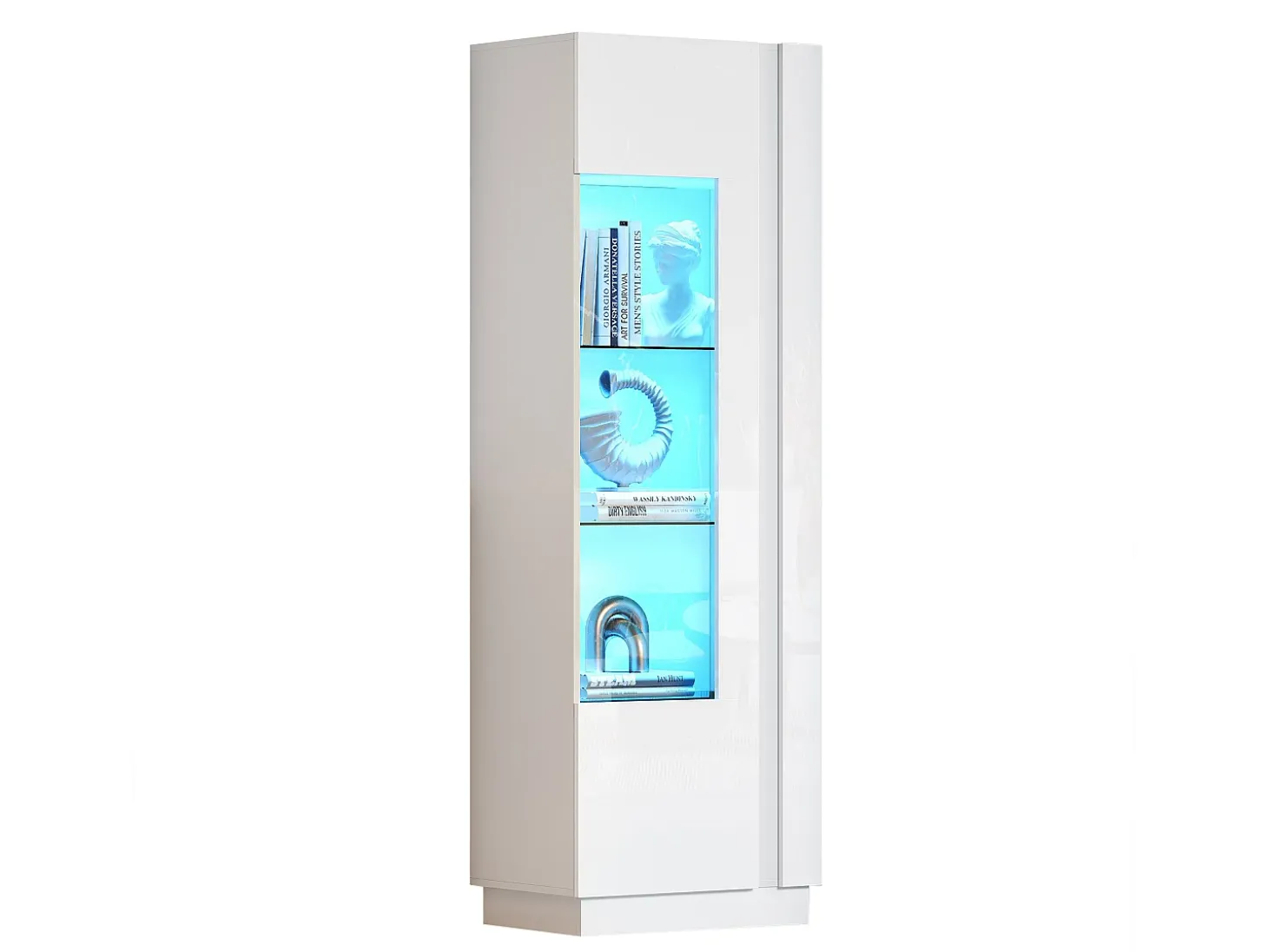 Vitrina alto brillo 60×40×180 cm - con iluminación LED - 1 puerta - blanco