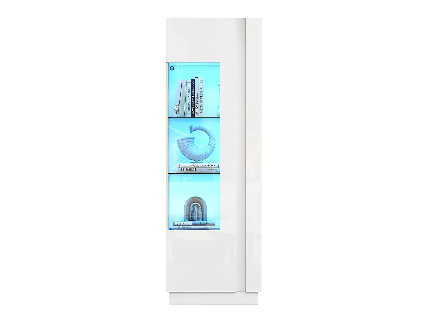 Vitrina alto brillo 60×40×180 cm - con iluminación LED - 1 puerta - blanco