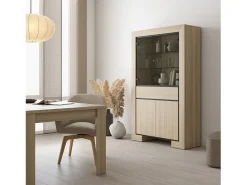 Vitrina amplia colección COPA – 4 puertas y 1 cajón – Roble elegante – Sin iluminación LED