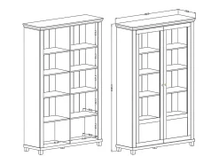 Vitrina ASSIA 2 puertas con vidrio verde oscuro y madera - 125 cm - 10 nichos - Elegancia atemporal