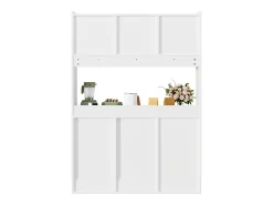 Vitrina blanca - Mueble de comedor con 5 puertas y 1 cajón - estantes regulables y luces LED