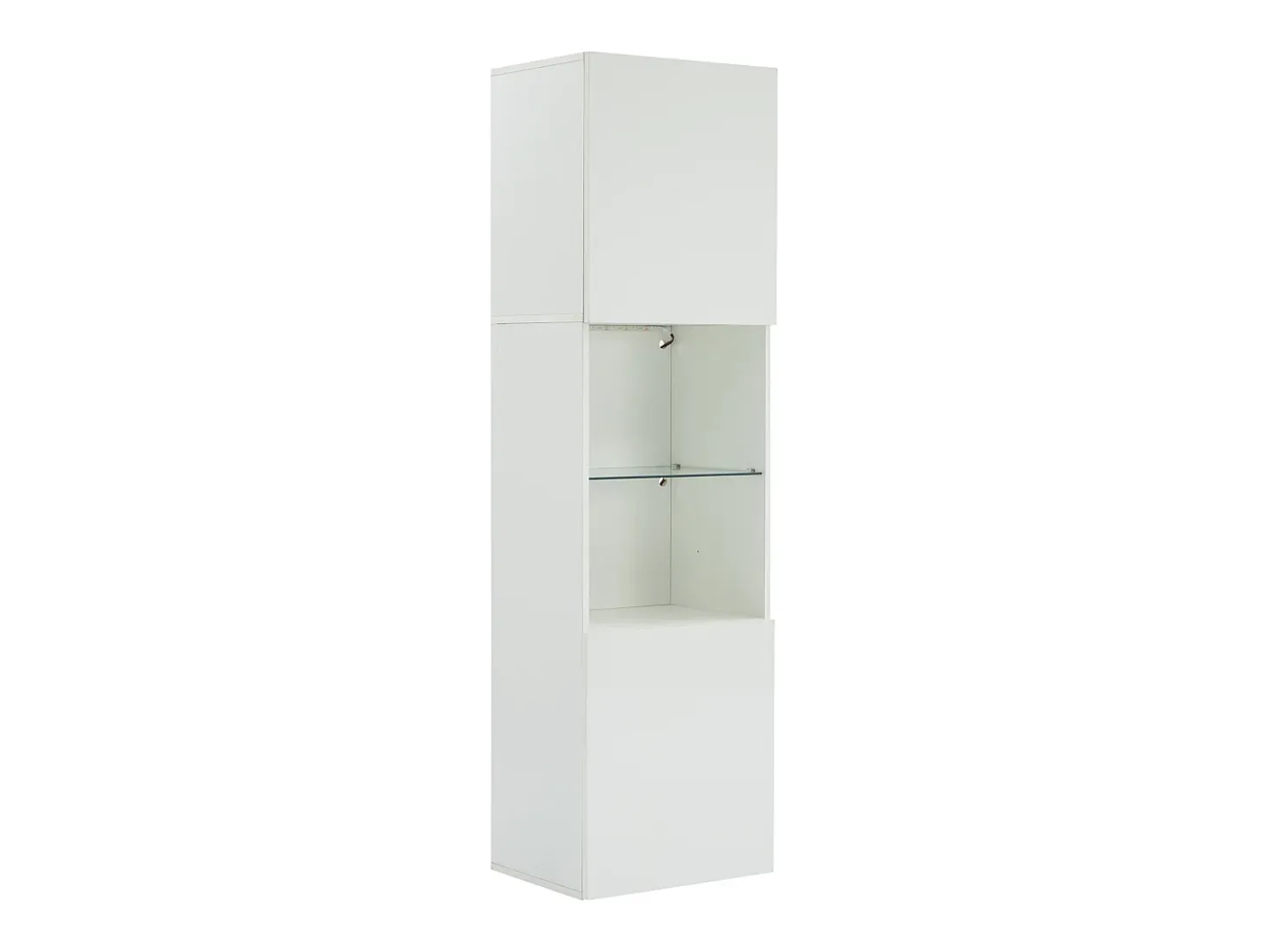 Vitrina blanca - Vitrina con 2 puertas y luces LED - almacenaje abierto - para salón y dormitorio