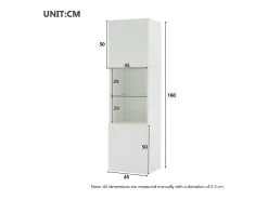 Vitrina blanca - Vitrina con 2 puertas y luces LED - almacenaje abierto - para salón y dormitorio