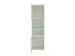 Vitrina blanca alto brillo con 2 puertas y 1 estante de cristal, LED incluido - 45x35x160cm