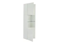 Vitrina blanca alto brillo con 2 puertas y 1 estante de cristal, LED incluido - 45x35x160cm