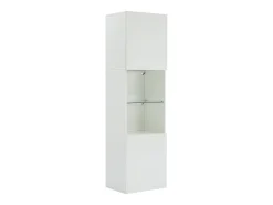 Vitrina blanca alto brillo con 2 puertas y 1 estante de cristal, LED incluido - 45x35x160cm