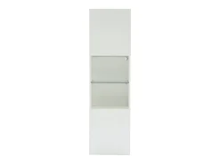 Vitrina blanca con iluminación LED, 45x35x160 cm, 1 estante y 2 puertas, para salón y despacho