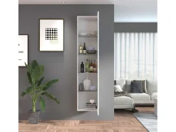 Vitrina blanco brillante para salón con 4 estantes de cristal Joy Vidrio
