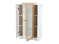 Vitrina brillante - 74 x 40 x 120 cm - con 3 puertas + LEDs + estantes de almacenamiento - Aglomerado + cristal templado - blanco
