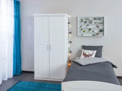 Vitrina Comit para colgar en la pared, 2 puertas de cristal color blanco.