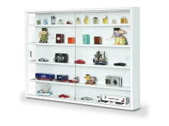 Vitrina Comit para colgar en la pared, 2 puertas de cristal color blanco.