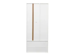 Vitrina con 16 luces LED de colores, 2 cajones y 2 puertas, blanca.