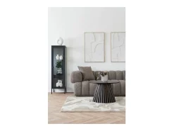 Vitrina con 1 puerta de cristal, acero negro, 40 x 35 x 140 cm