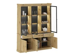 Vitrina con almacenamiento y LEDs - Natural y negro - MARSORIA