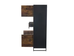 Vitrina con iluminación LED, vitrina independiente, armario de 2 cajones, con panel acrílico, 80x40x138 cm, marrón