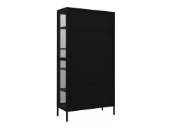 Vitrina de acero y vidrio templado negra 90x40x180 cm