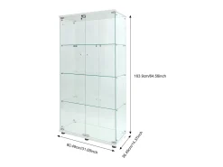 Vitrina de cristal - Vitrina de colección con puertas - Iluminación LED - 2 puertas, 4 estantes - 80,5×36,5×164 cm - Blanco