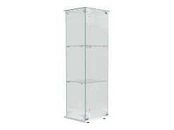 Vitrina de cristal con 3 estantes e iluminación táctil - 123,3 x 39,8 x 35 cm - Vitrina estrecha - blanca