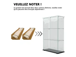 Vitrina de cristal con 4 estantes y puerta doble, vitrina para sala de estar