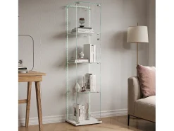 Vitrina de cristal con 5 estantes y puertas dobles para salón.