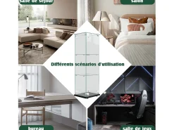 Vitrina de cristal con iluminación LED activada por tacto, 1 puerta, 3 estantes ajustables, 125 x 42 x 36 cm, negra