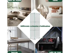 Vitrina de cristal con iluminación LED táctil, 1 puerta, 3 estantes ajustables, 125 x 42 x 36 cm, blanca