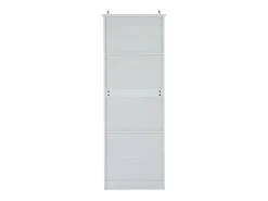 Vitrina de cristal con iluminación LED, 2 puertas y 2 cajones, 60 x 35,5 x 165 cm, blanca