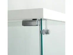 Vitrina de cristal con soporte, LED, 2 puertas con cerradura, 4 compartimentos, para colecciones y decoración