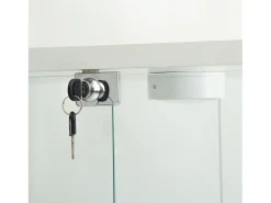 Vitrina de cristal con soporte, LED, 2 puertas con cerradura, 4 compartimentos, para colecciones y decoración