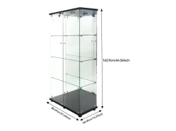 Vitrina de cristal LED – 4 estantes, 2 puertas, vitrina independiente, negra, 80,49 x 36,49 x 163,9 cm
