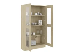 Vitrina de madera contrachapada color roble 82,5x30,5x150 cm ES871547