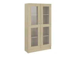 Vitrina de madera contrachapada color roble 82,5x30,5x150 cm ES871547