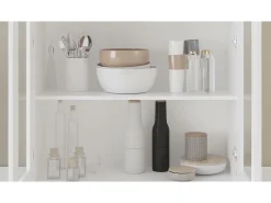 Vitrina de madera contrachapada blanco 82,5x30,5x150 cm