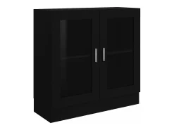 Vitrina de madera contrachapada negro 82,5x30,5x80 cm