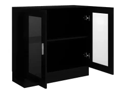 Vitrina de madera contrachapada negro 82,5x30,5x80 cm