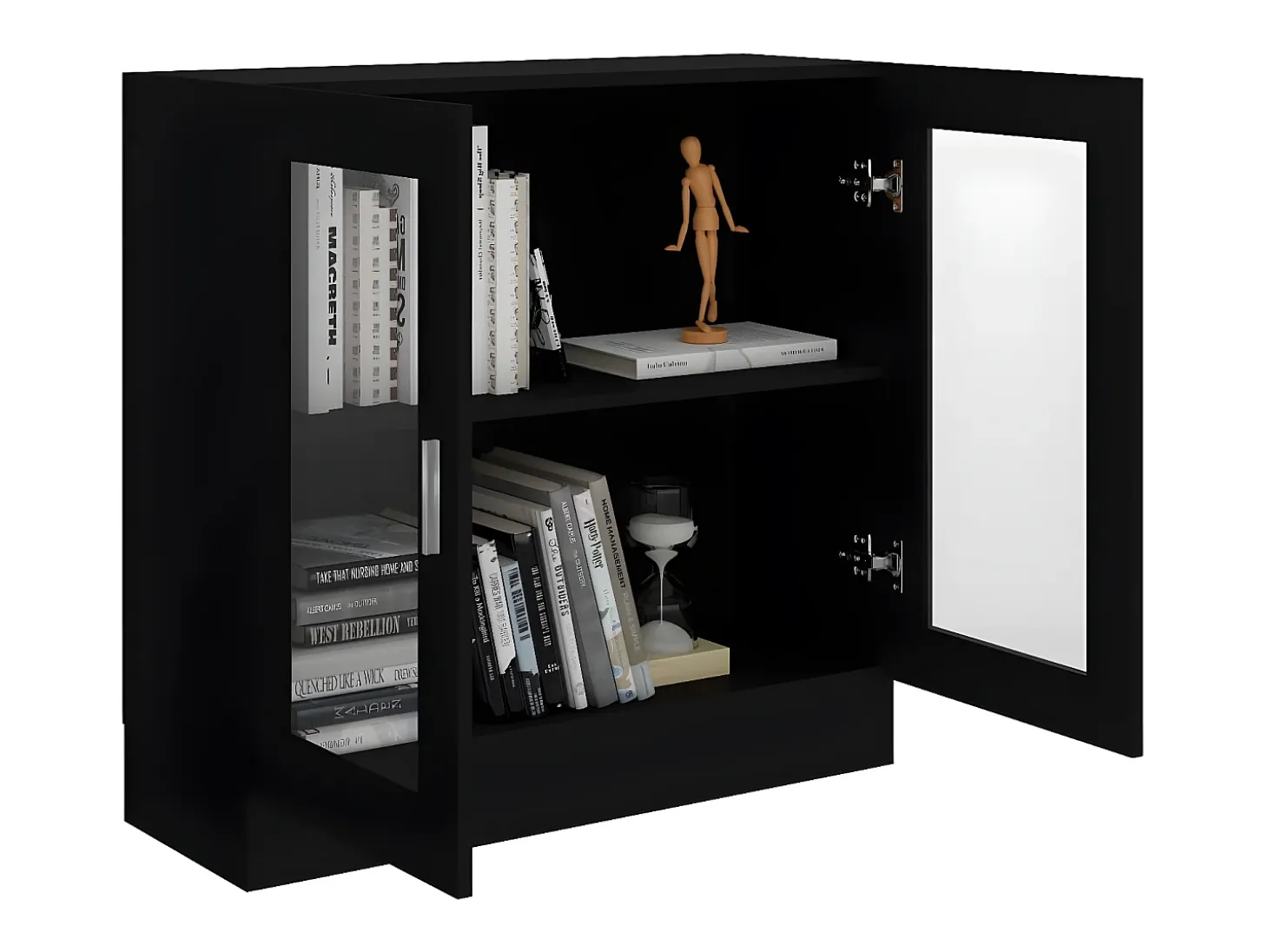 Vitrina de madera contrachapada negro 82,5x30,5x80 cm
