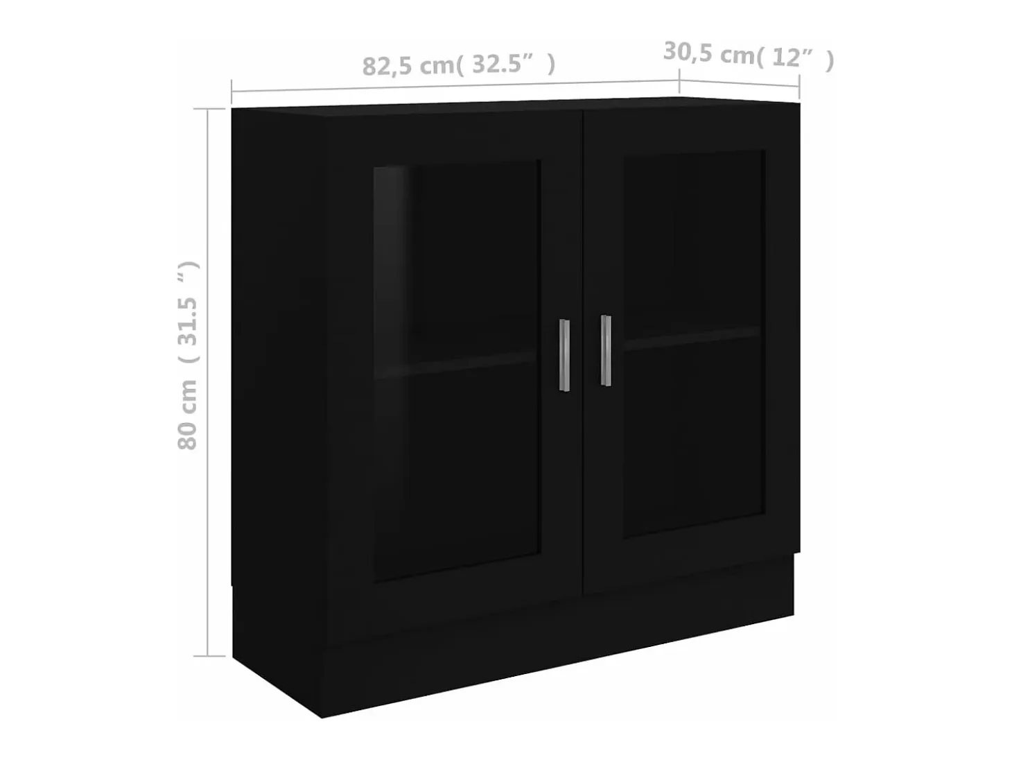 Vitrina de madera contrachapada negro 82,5x30,5x80 cm