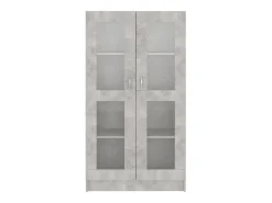 Vitrina de madera contrachapada gris hormigón 82,5x30,5x150cm