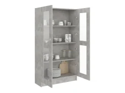 Vitrina de madera contrachapada gris hormigón 82,5x30,5x150cm