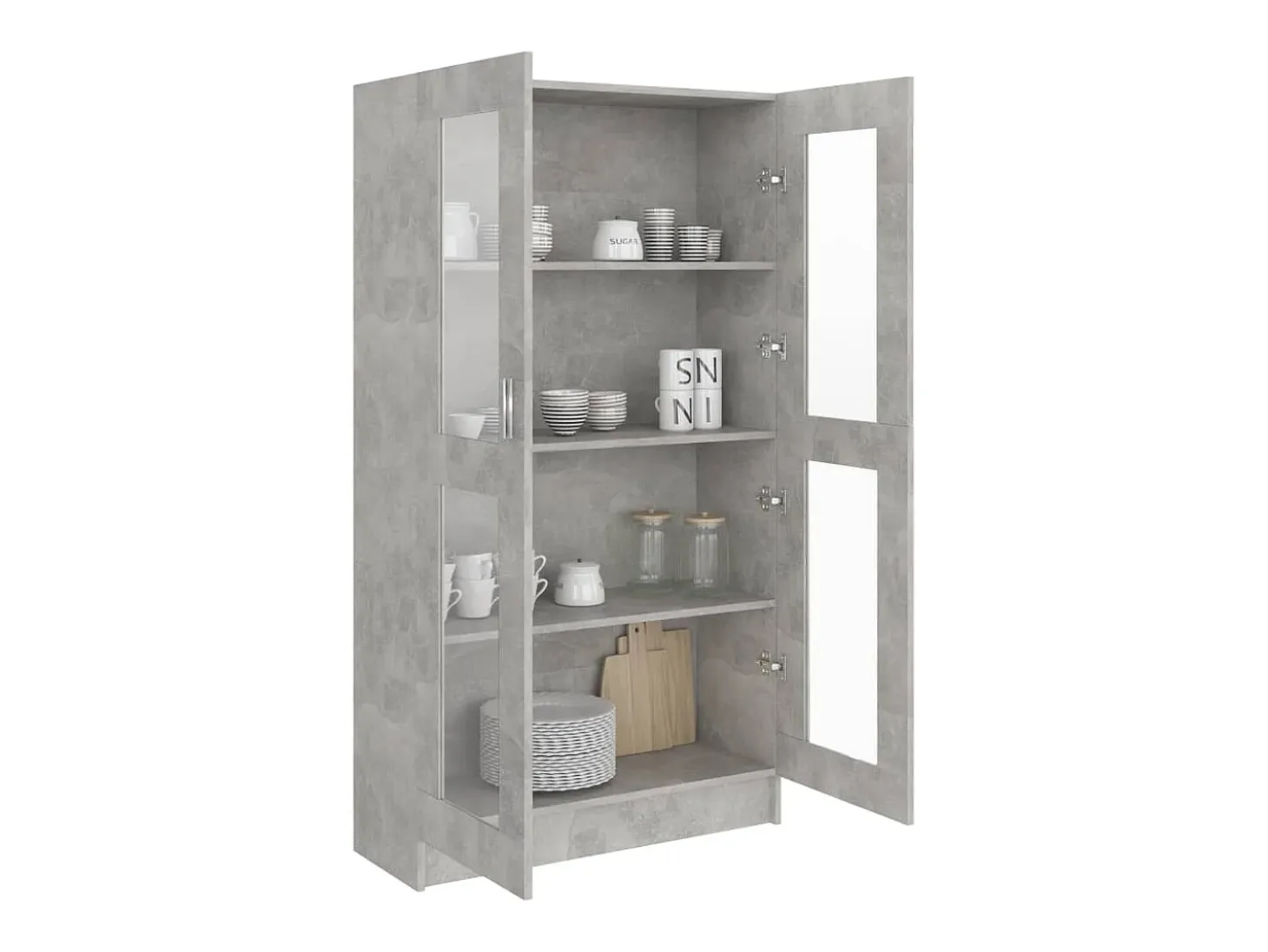 Vitrina de madera contrachapada gris hormigón 82,5x30,5x150cm