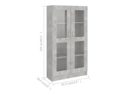 Vitrina de madera contrachapada gris hormigón 82,5x30,5x150cm