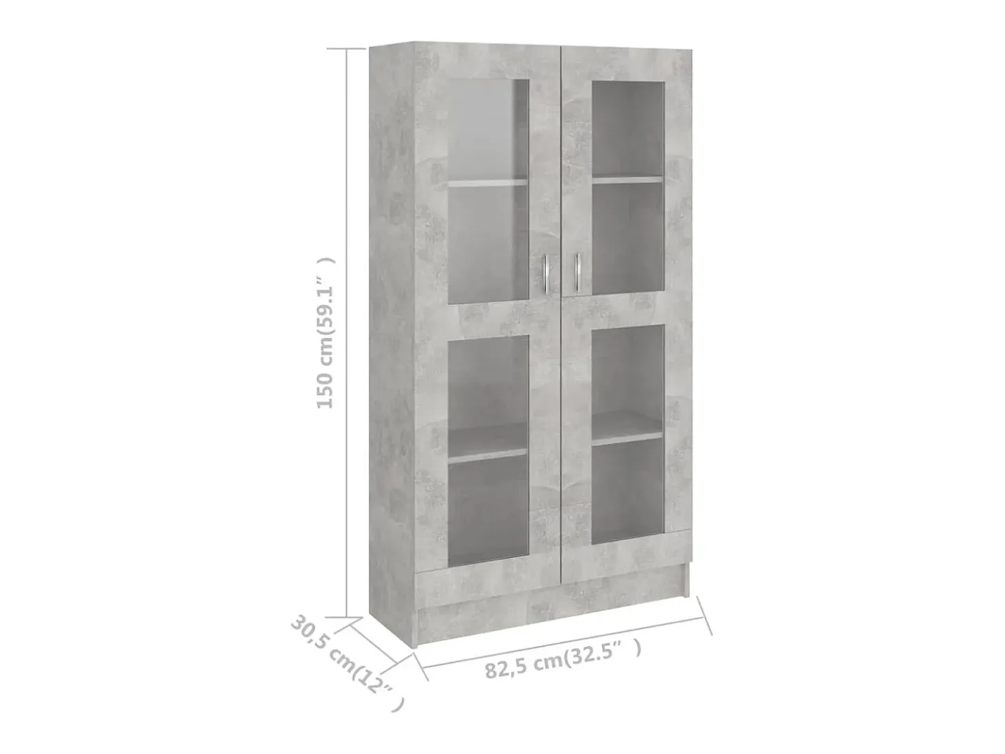 Vitrina de madera contrachapada gris hormigón 82,5x30,5x150cm