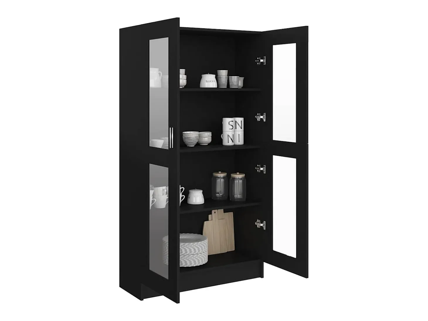 Vitrina de madera contrachapada negro 82,5x30,5x150 cm