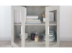 Vitrina de madera contrachapada gris hormigón 82,5x30,5x80 cm