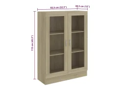 Vitrina de madera contrachapada color roble 82,5x30,5x115 cm