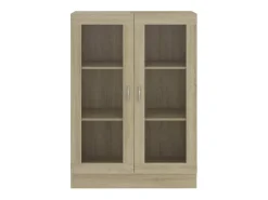Vitrina de madera contrachapada color roble 82,5x30,5x115 cm