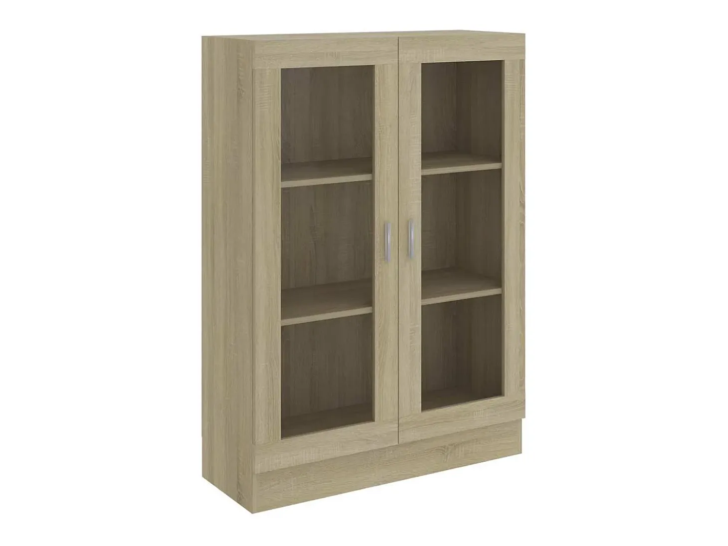 Vitrina de madera contrachapada color roble 82,5x30,5x115 cm